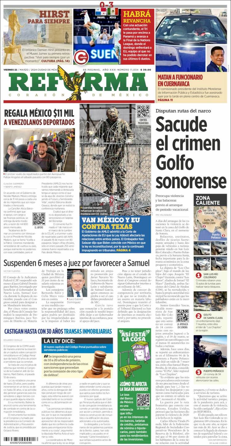 Portada de Reforma (M&eacute;xico)