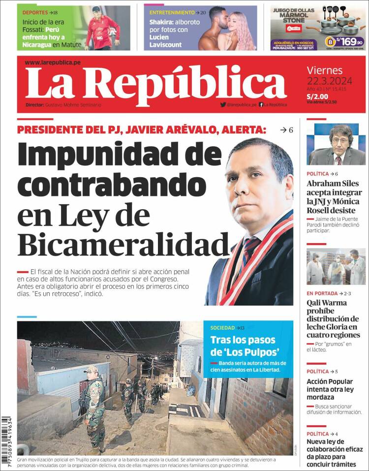 Portada de La Republica (Per&uacute;)