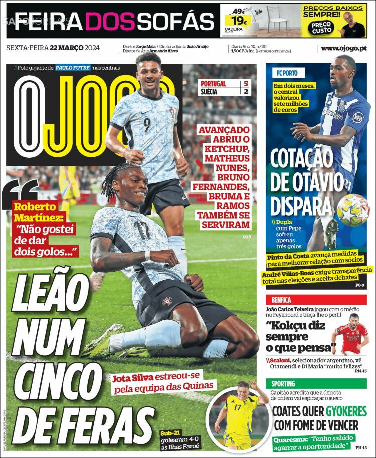 Portada de O Jogo (Portugal)