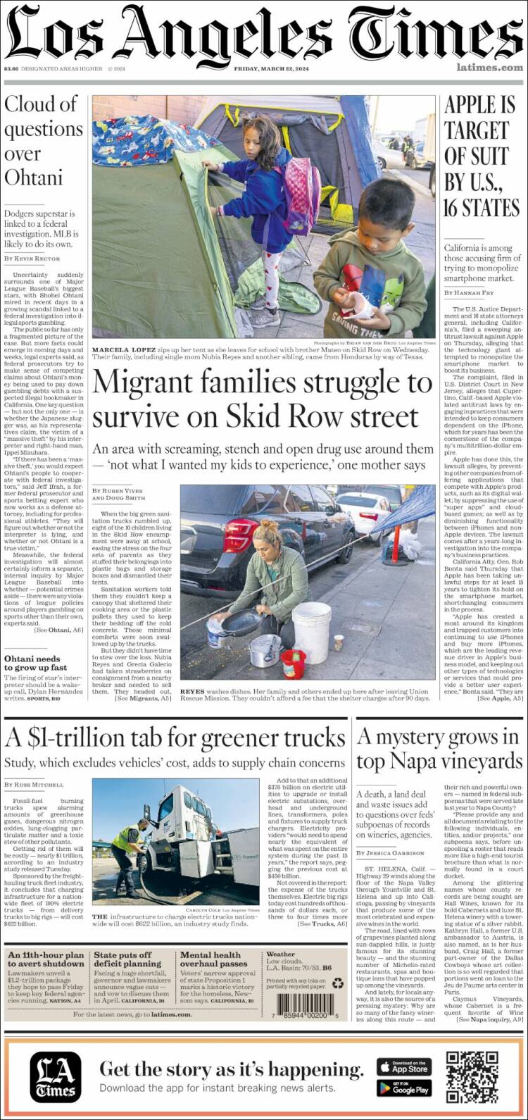 Portada de Los Angeles Times (USA)