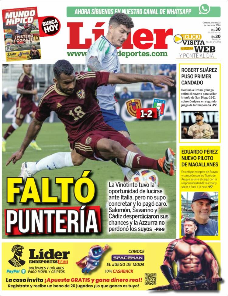 Portada de Lider en deportes (Venezuela)
