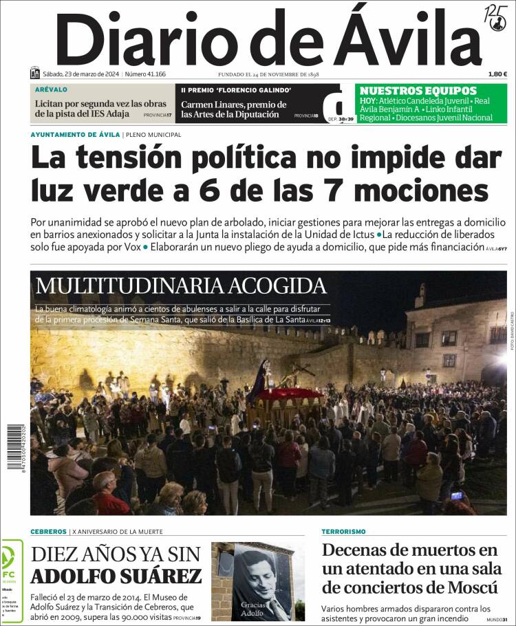 Portada de Diario de Ávila (España)