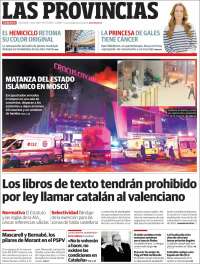 Portada de Las Provincias (España)