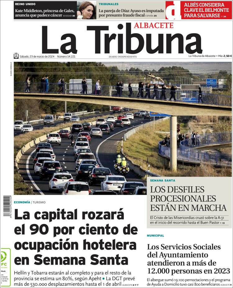 Portada de La Tribuna de Albacete (España)