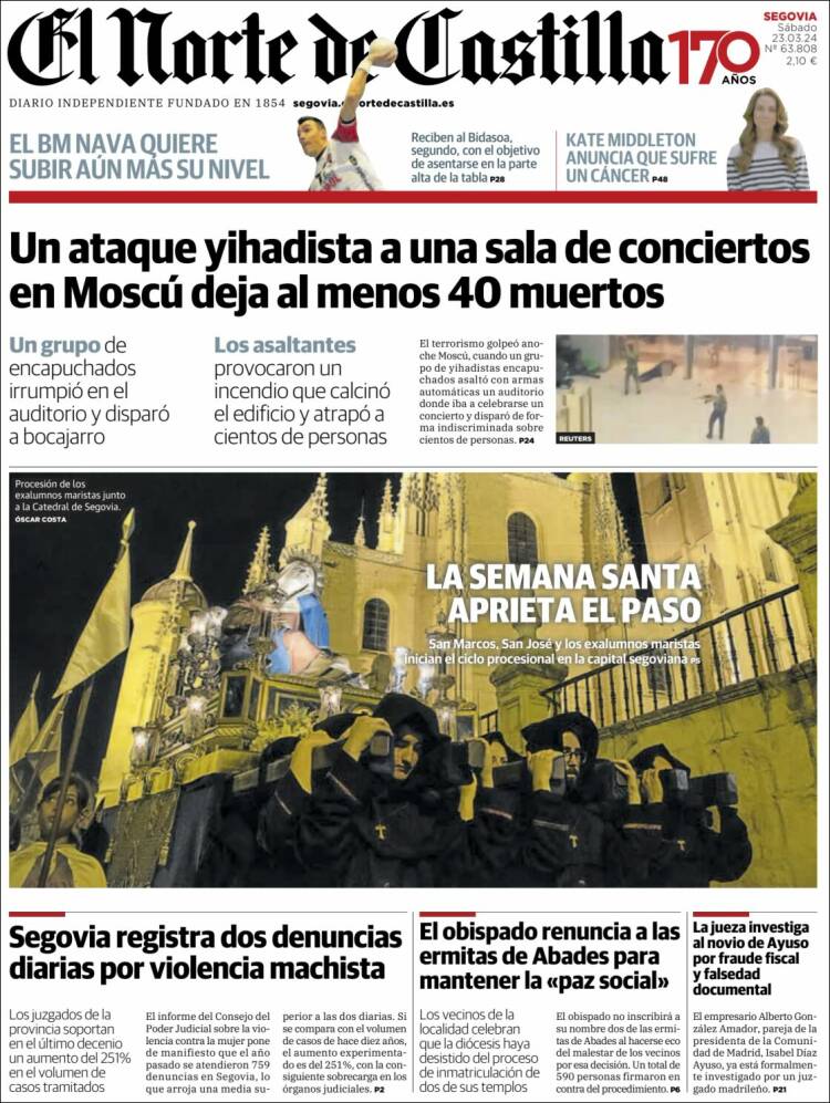 Portada de Norte de Castilla - Segovia (España)