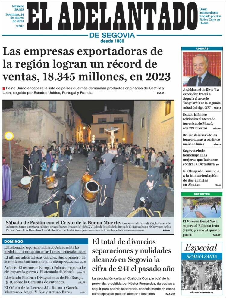 Portada de El Adelantado de Segovia (España)