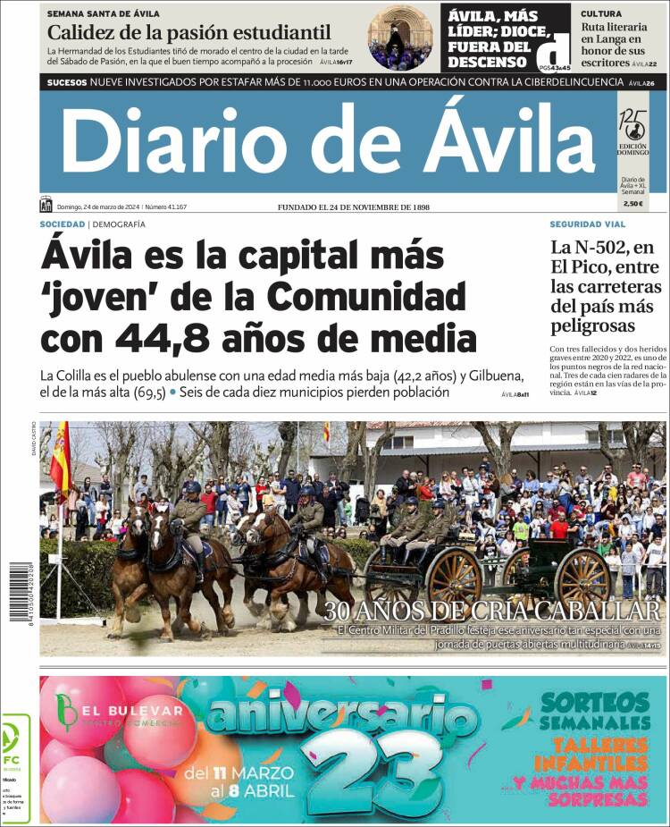 Portada de Diario de Ávila (España)