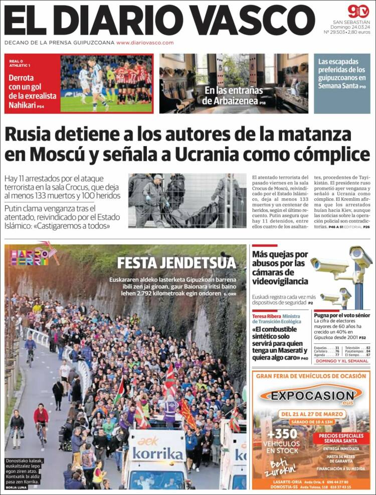 Portada de Diario Vasco (España)