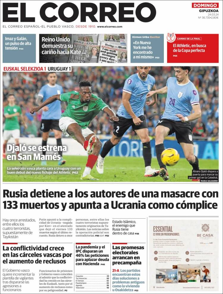 Portada de El Correo - Guipuzcoa (España)