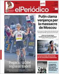 Portada de El Periódico de Catalunya (España)