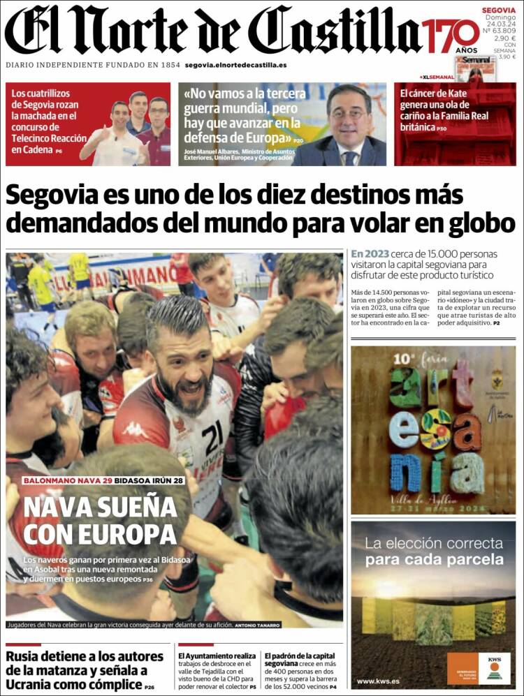 Portada de Norte de Castilla - Segovia (España)