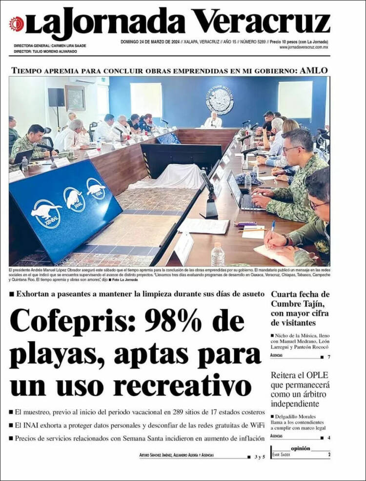 Portada de La Jornada Veracruz (México)