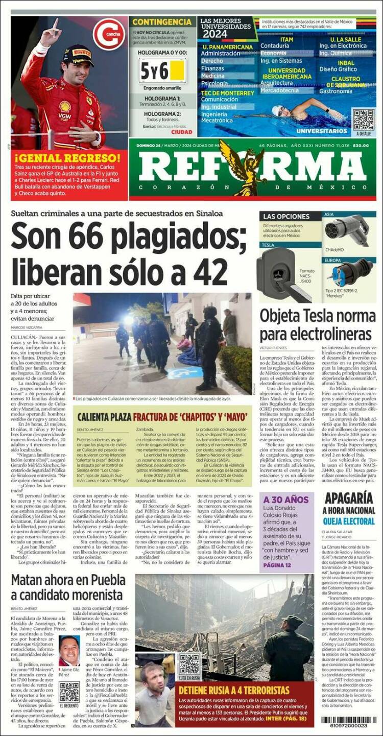Portada de Reforma (México)