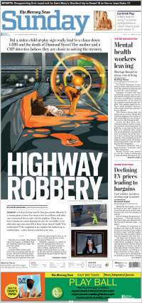 Portada de San Jose Mercury News (USA)