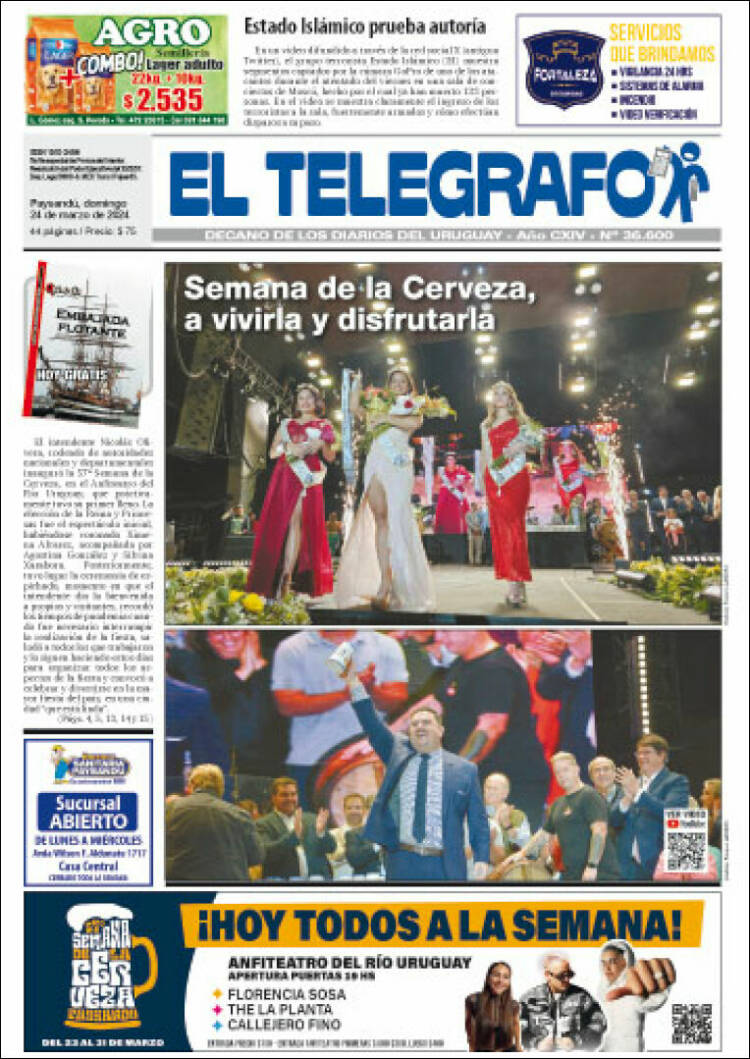 Portada de El Telégrafo (Uruguay)