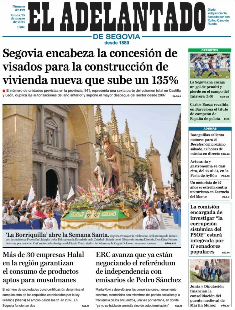 Portada de El Adelantado de Segovia (España)