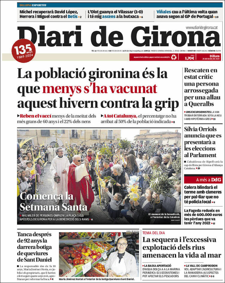 Portada de Diari de Girona (España)