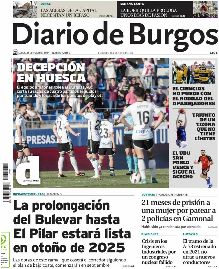 Portada de Diario de Burgos (España)