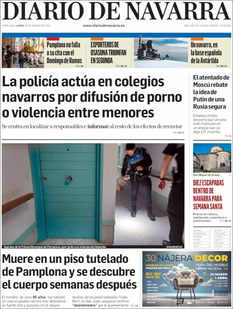 Portada de Diario de Navarra (España)