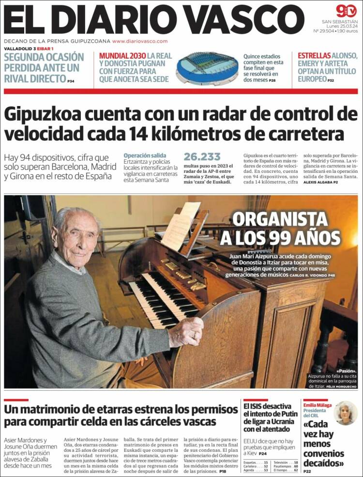 Portada de Diario Vasco (España)