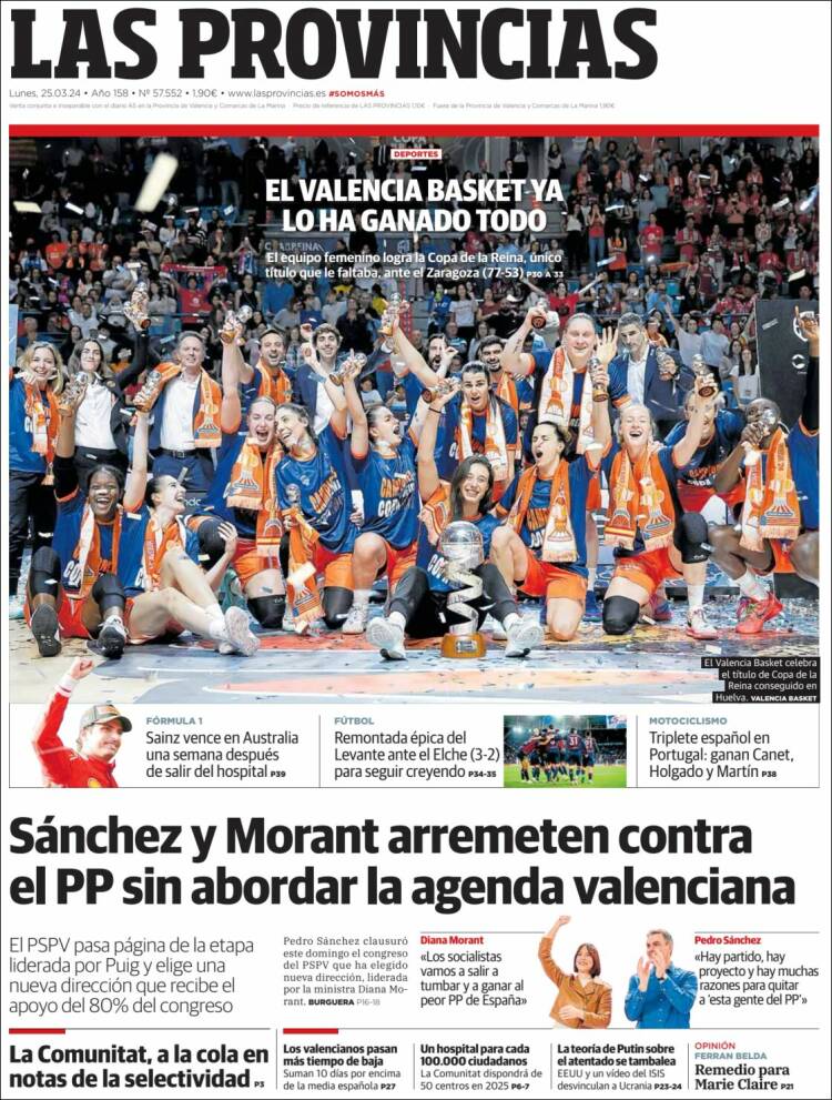 Portada de Las Provincias (España)