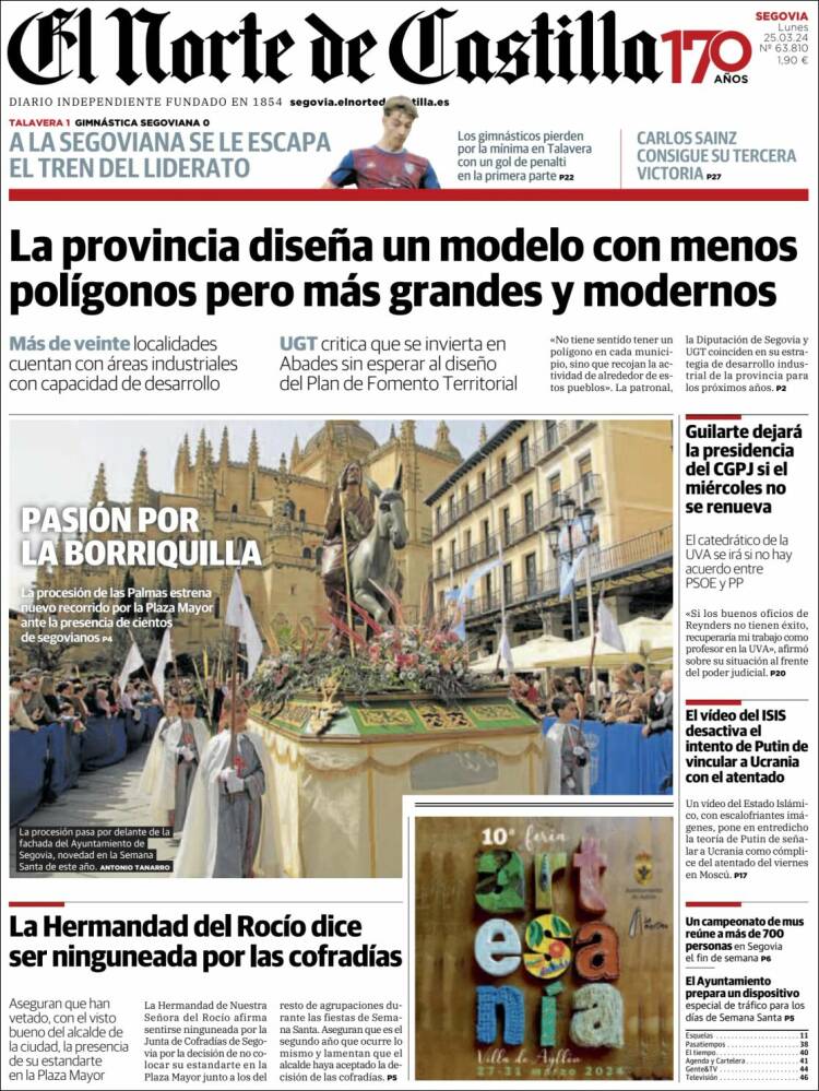 Portada de Norte de Castilla - Segovia (España)