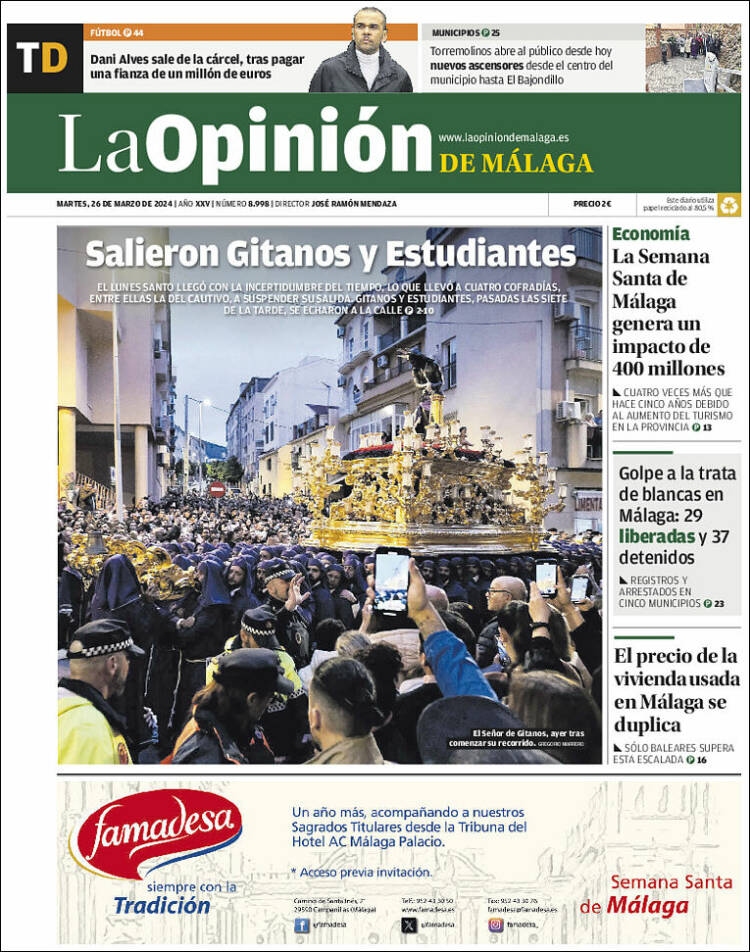 Portada de La Opinión de Málaga (España)