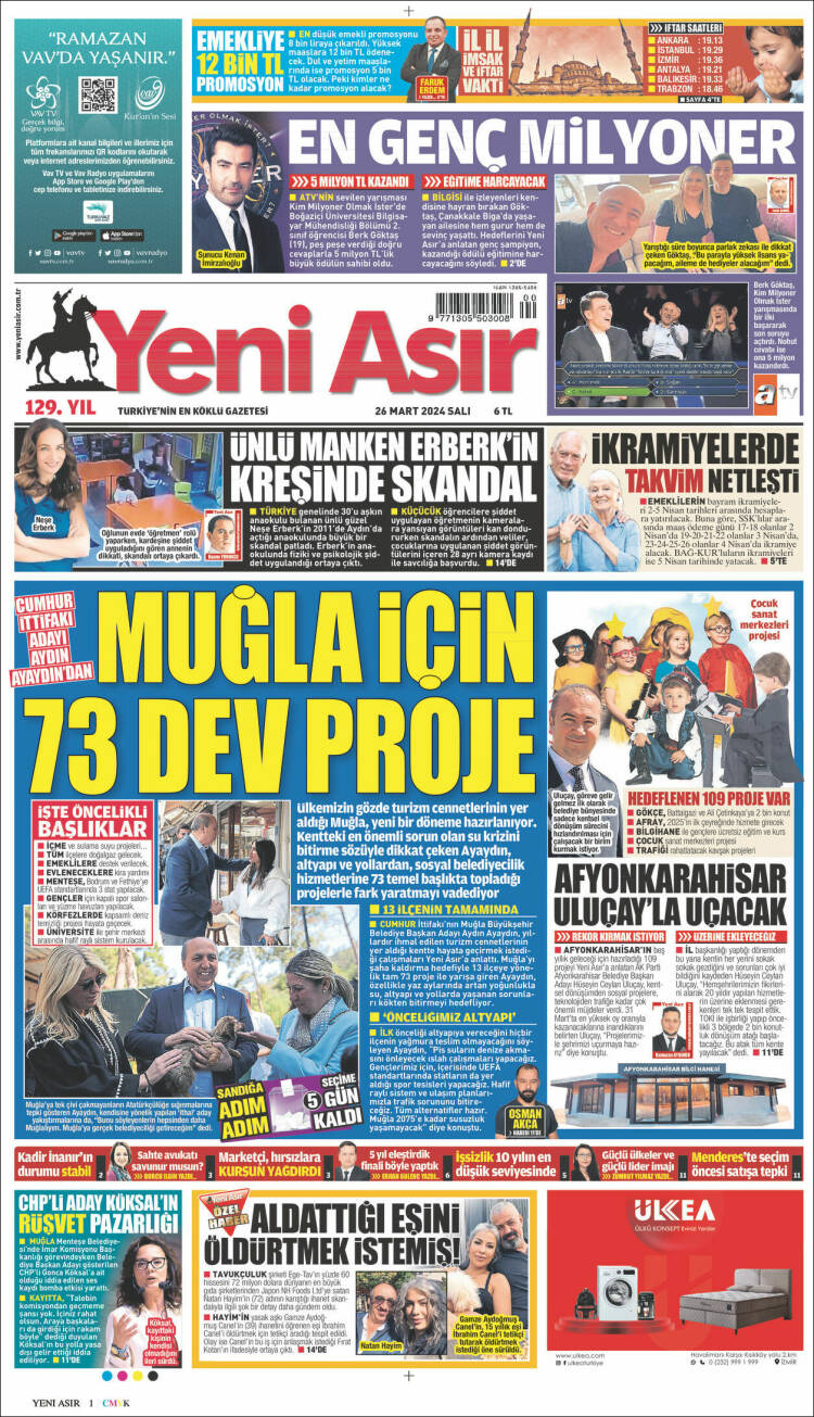 Portada de Yeni Asır (Turquía)