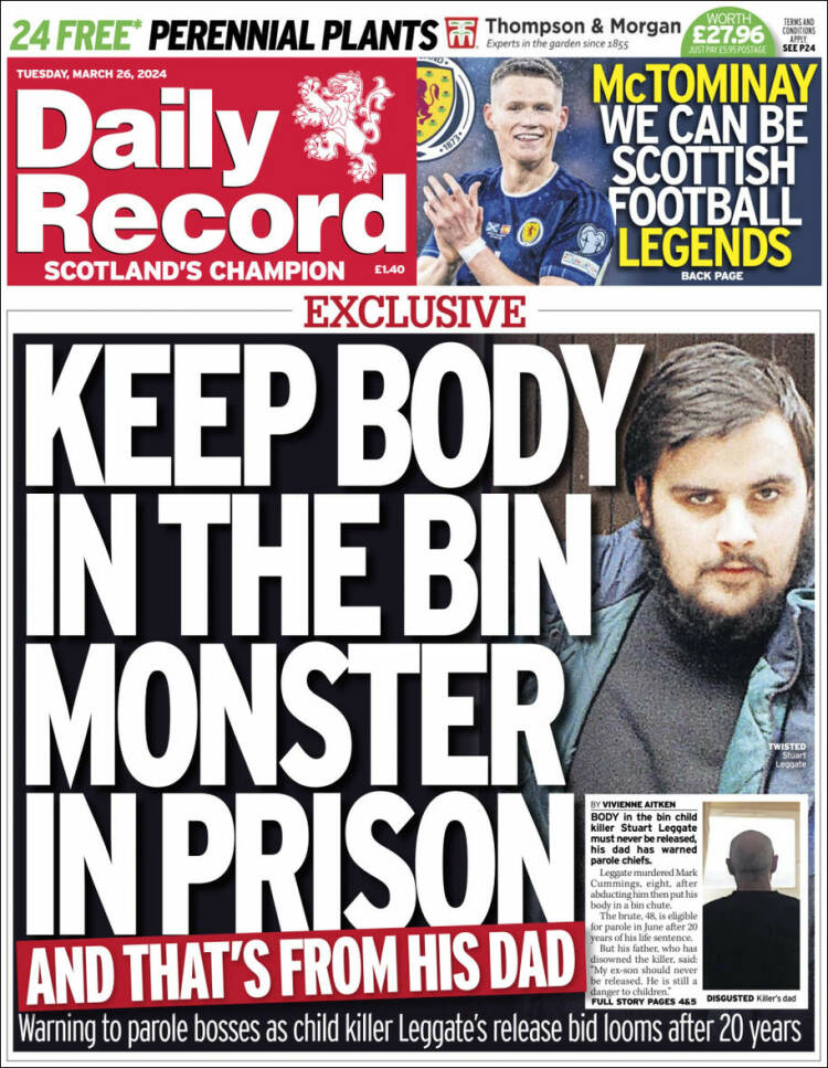 Portada de Daily Record (Reino Unido)