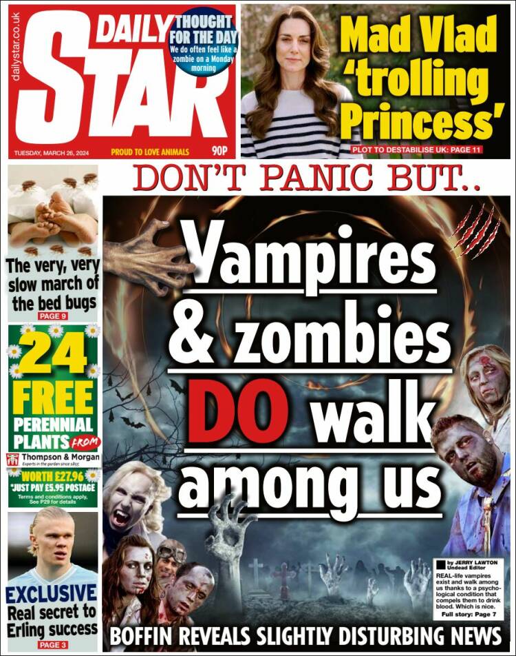 Portada de Daily Star (Reino Unido)