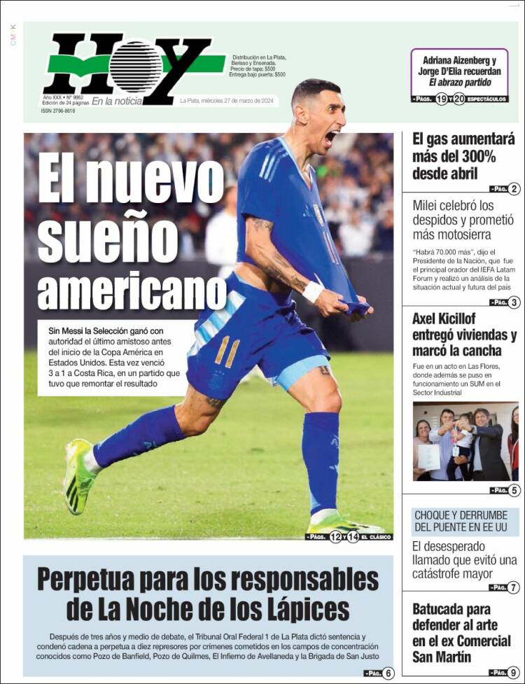 Portada de Diario Hoy (Argentina)