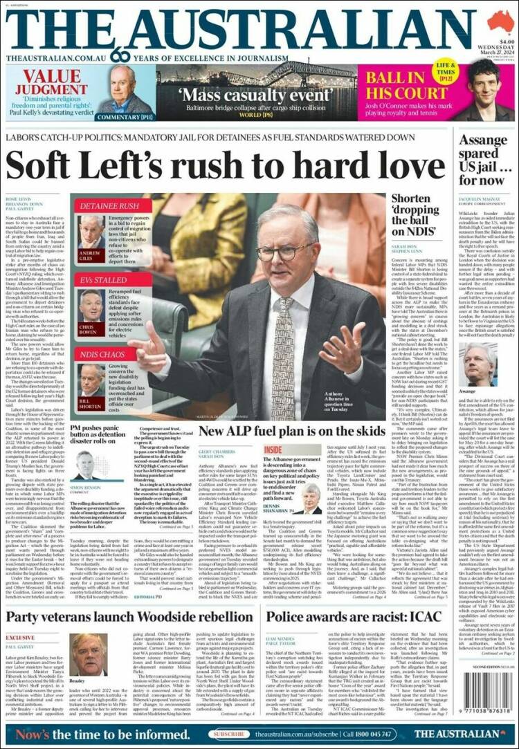 Portada de The Australian (Australia)