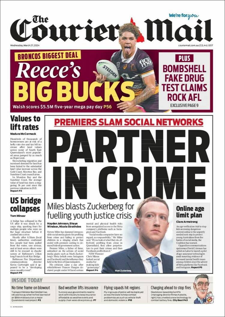 Portada de The Courier-Mail (Australia)