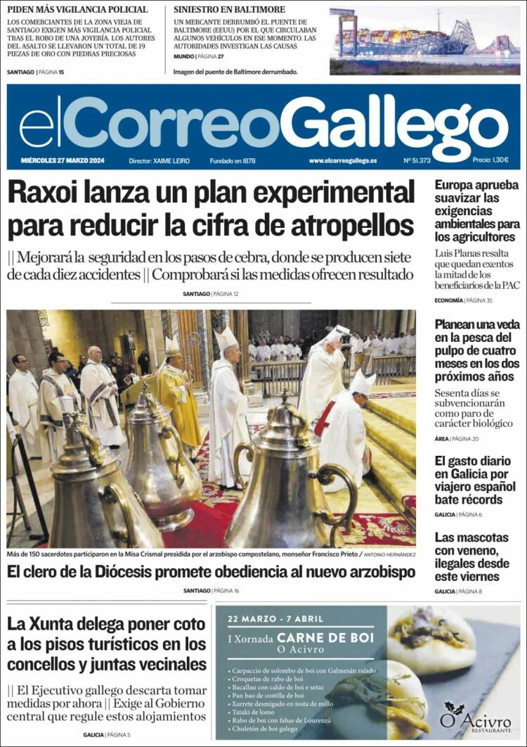 Portada de El Correo Gallego (España)