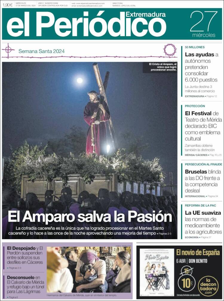 Portada de El Periódico de Extremadura (España)