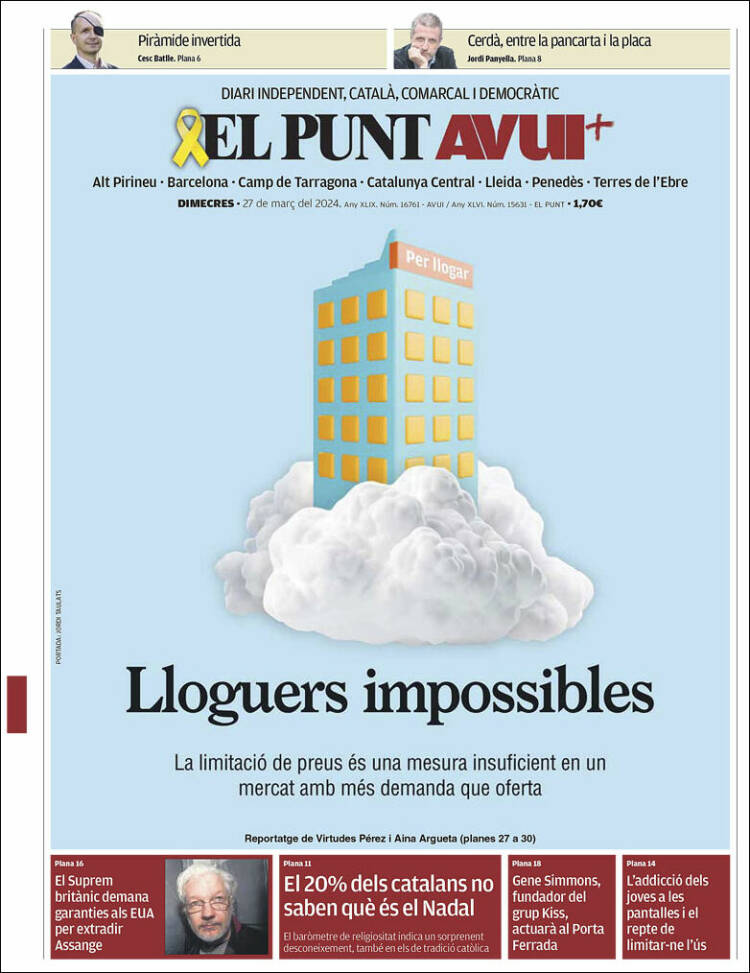 Portada de El Punt Avui (España)