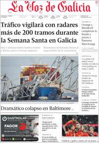 Portada de La Voz de Galicia (España)