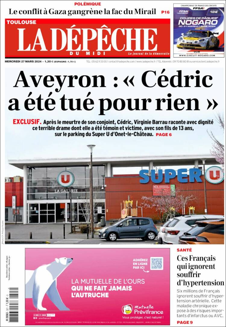 Portada de La Dépêche du Midi (Francia)