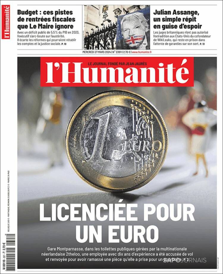 Portada de l'Humanite (Francia)