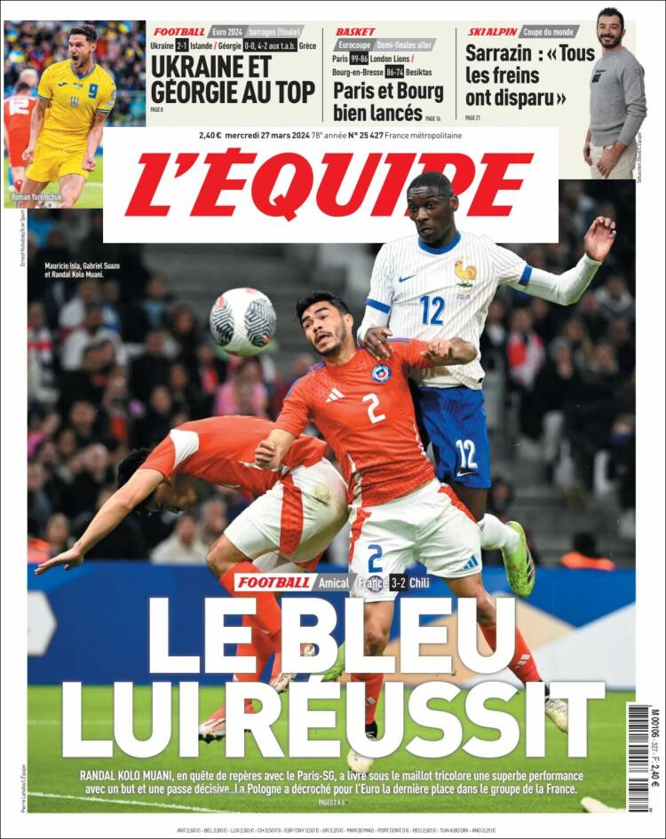 Portada de L'Equipe (Francia)