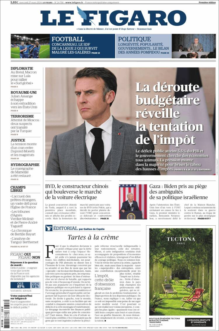 Portada de Le Figaro (Francia)
