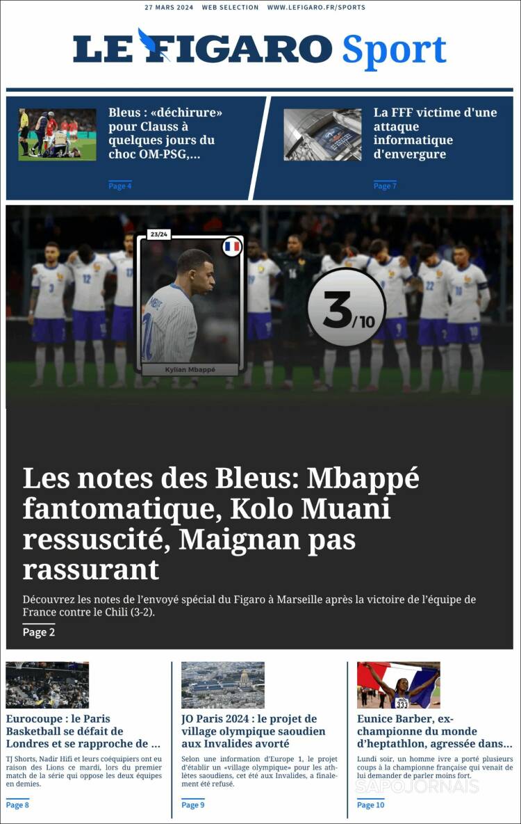 Portada de Le Figaro Sport (Francia)