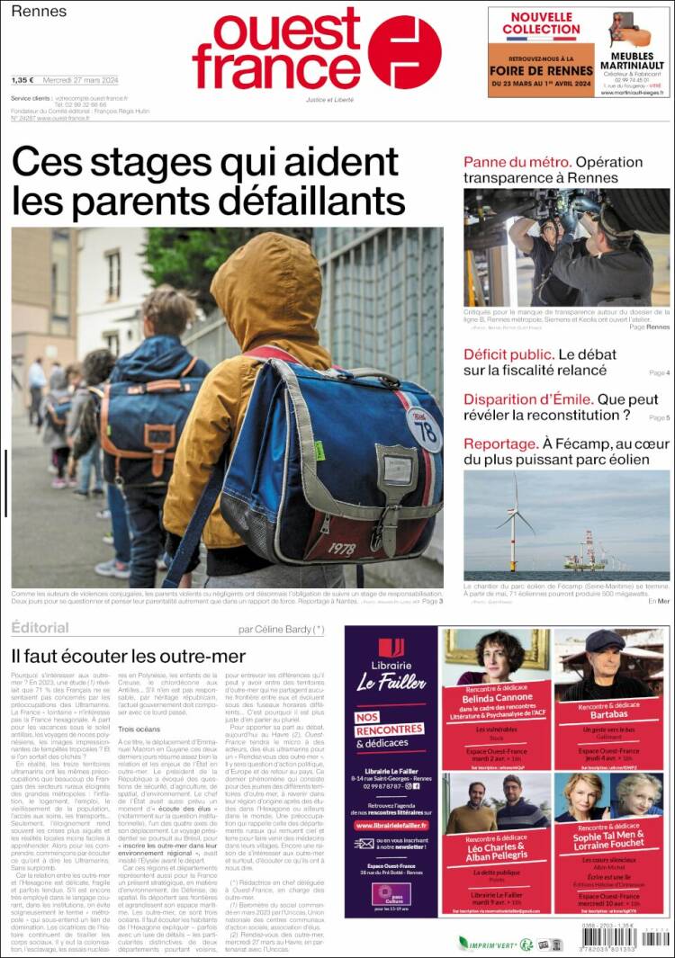 Portada de Ouest France (Francia)