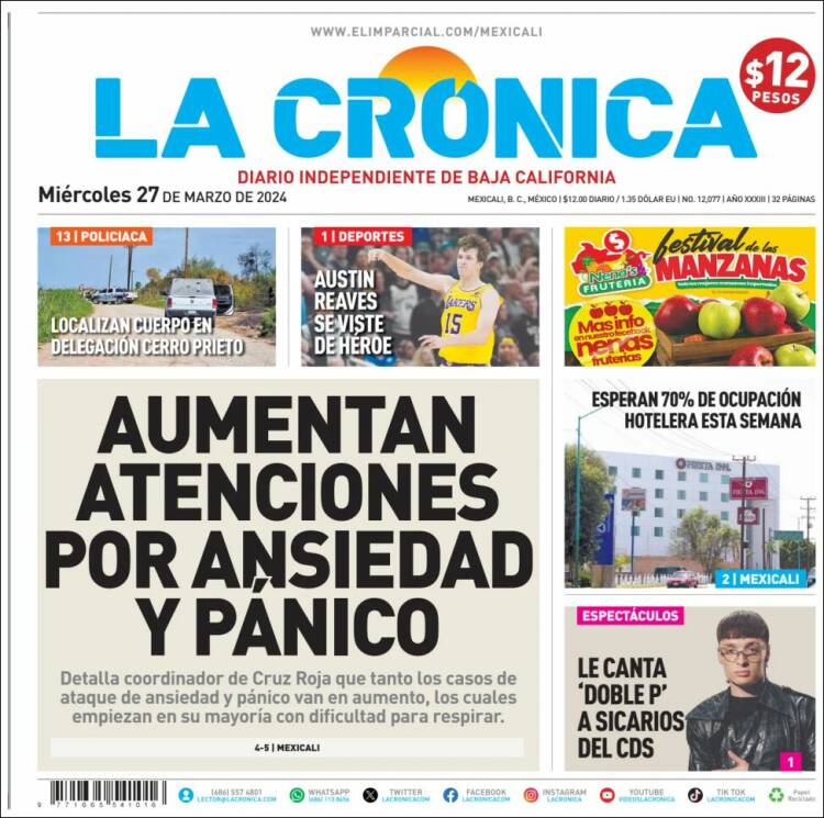 Portada de La Crónica de Baja California (M&eacute;xico)