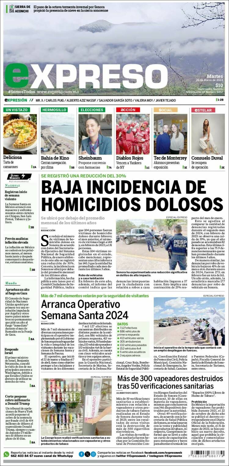 Portada de Expreso (M&eacute;xico)