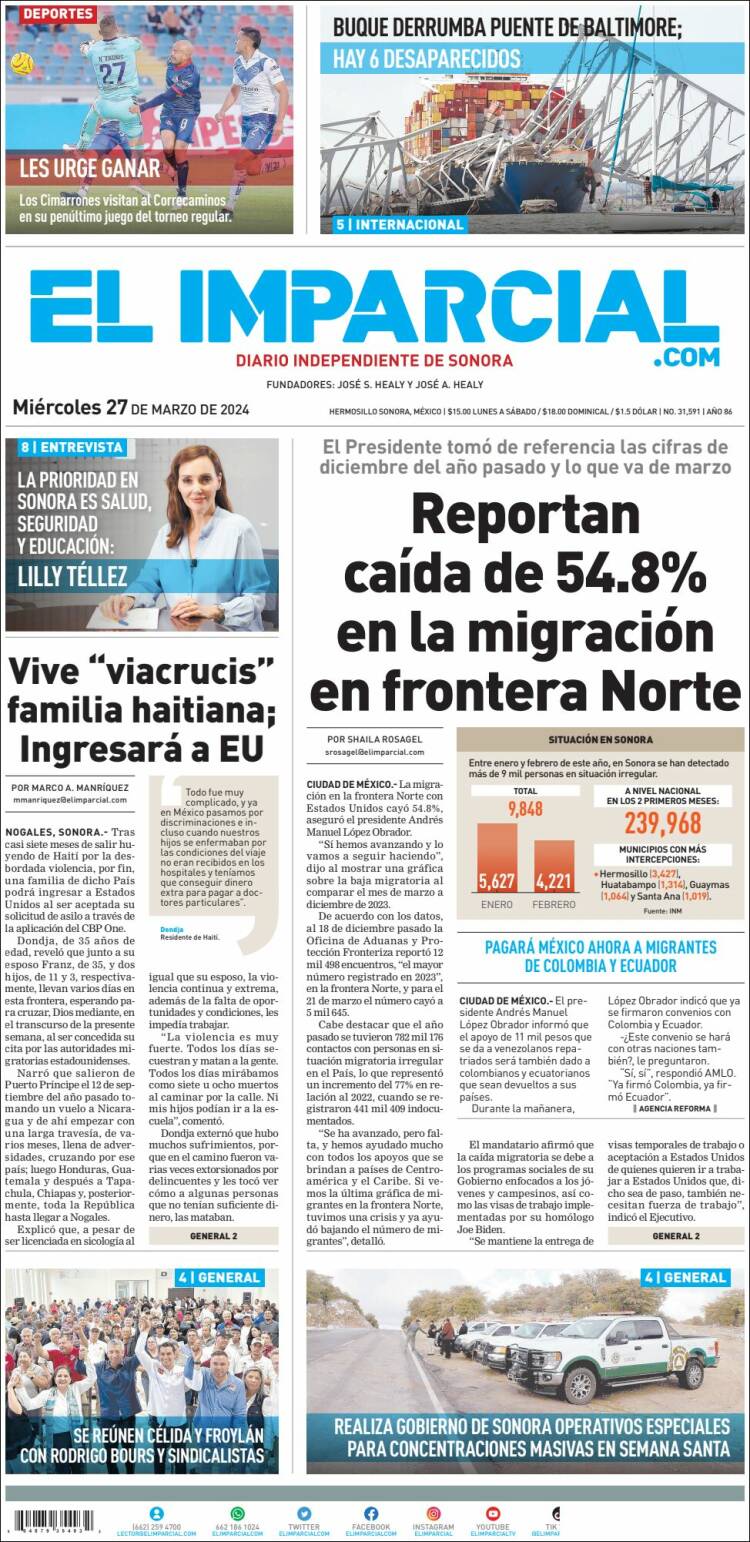Portada de El Imparcial (M&eacute;xico)