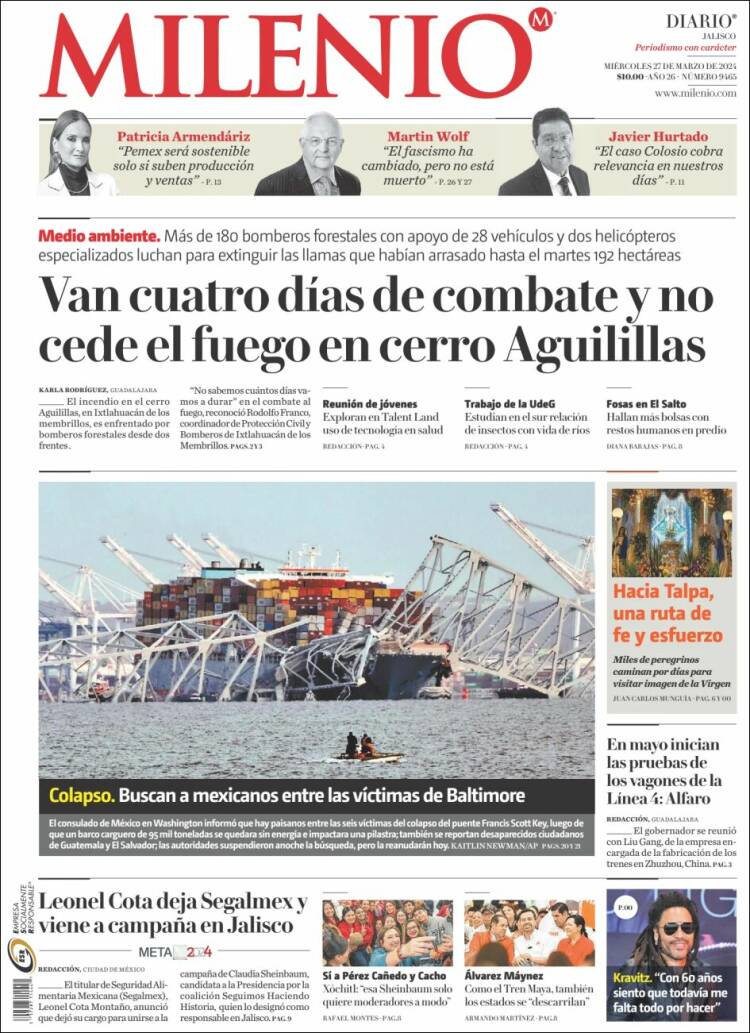 Portada de Milenio - Jalisco (M&eacute;xico)