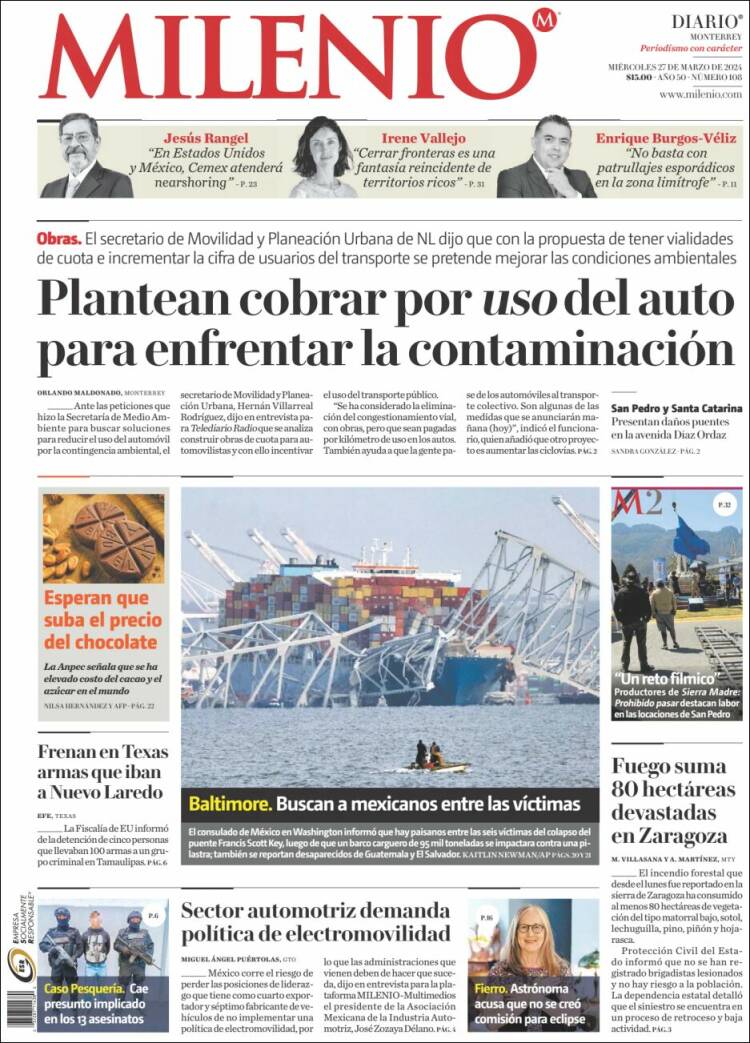 Portada de Milenio de Monterrey (M&eacute;xico)