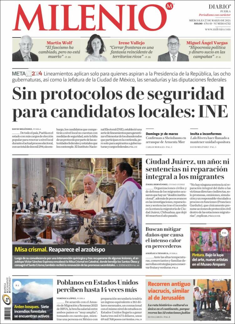 Portada de Milenio de Puebla (M&eacute;xico)