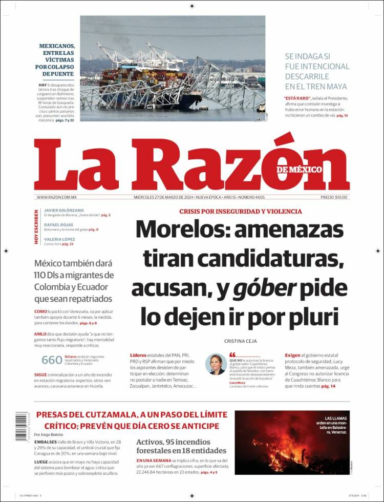 Portada de La Razón (M&eacute;xico)